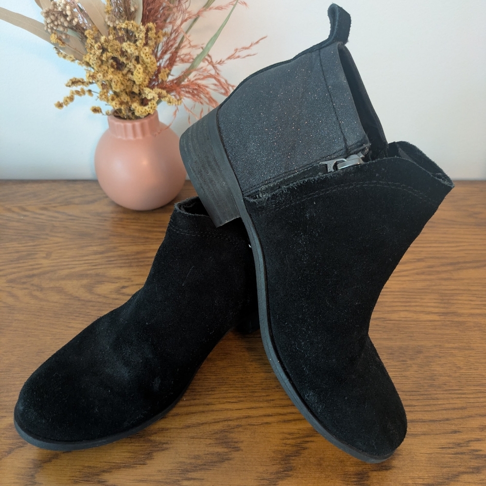 Tom's dahlia Glitter Black Ankle Boot 6.5W